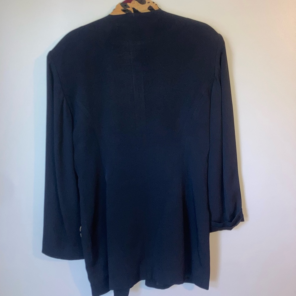 Dina Bar-el Vintage Black Blazer With Animal Print Detailing - Picture 2 of 5